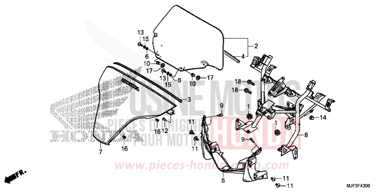 WIND SCREEN de CTX700 ABS DARKNESS BLACK METALLIC (NH463) de 2014